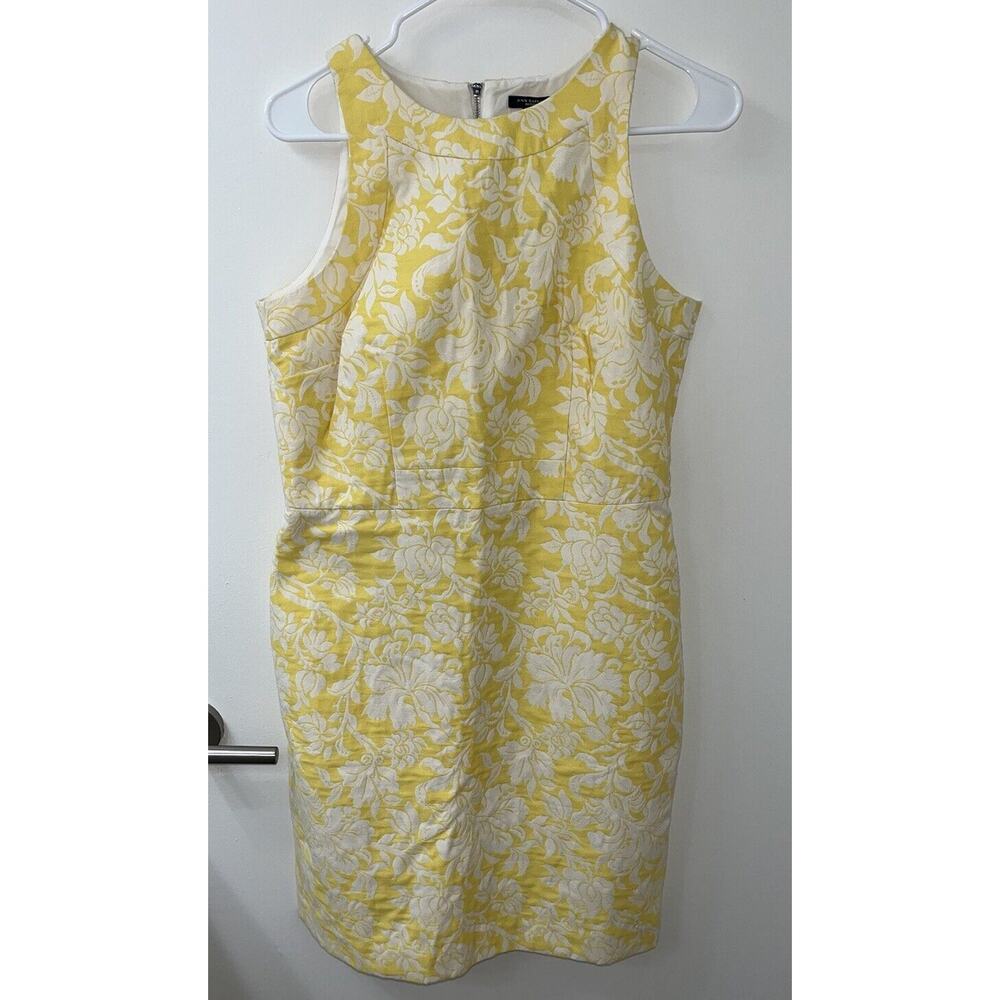 NWT Ann Taylor Petite Size 8P Dress Sleeveless Yellow White Floral Summer Spring - Picture 6 of 7